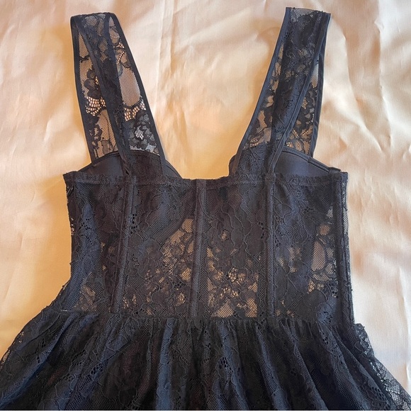 NEW! Fleur Du Mal- Black Flare Lace Mini Dress Size 0 See Through LBD - Picture 7 of 10